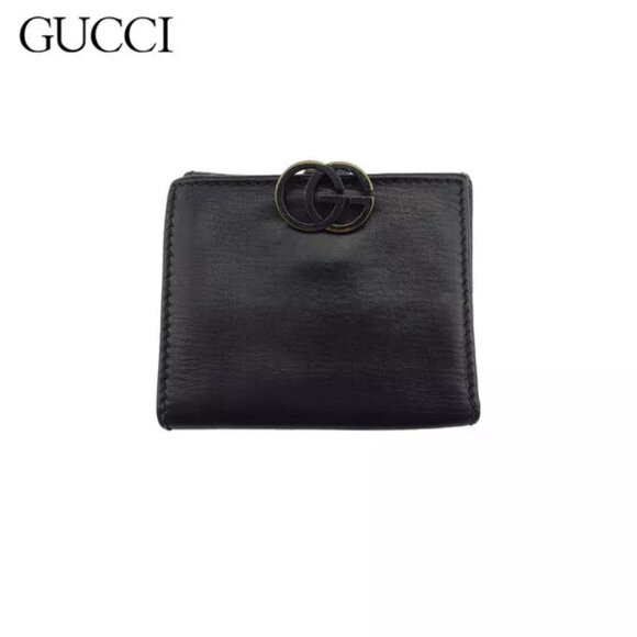 GUCCI W hook wallet double G leather Authentic Used - Picture 1 of 9